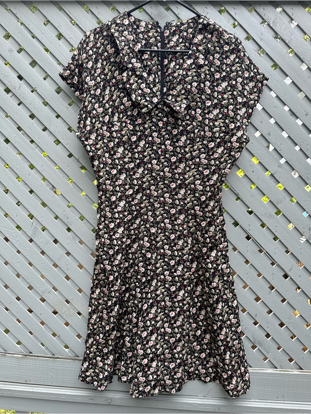 Vintage 90’s black floral romper with collar